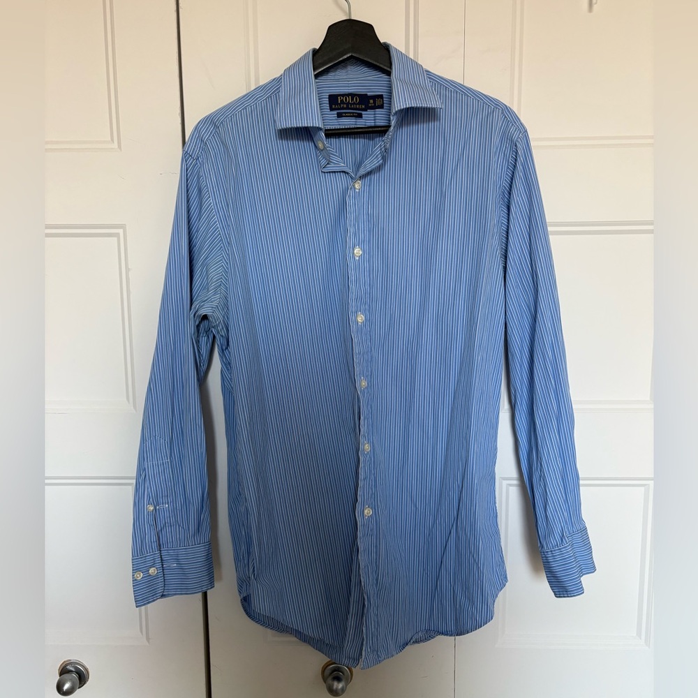 Polo by Ralph Lauren Light Blue and White Striped Dress Shirt